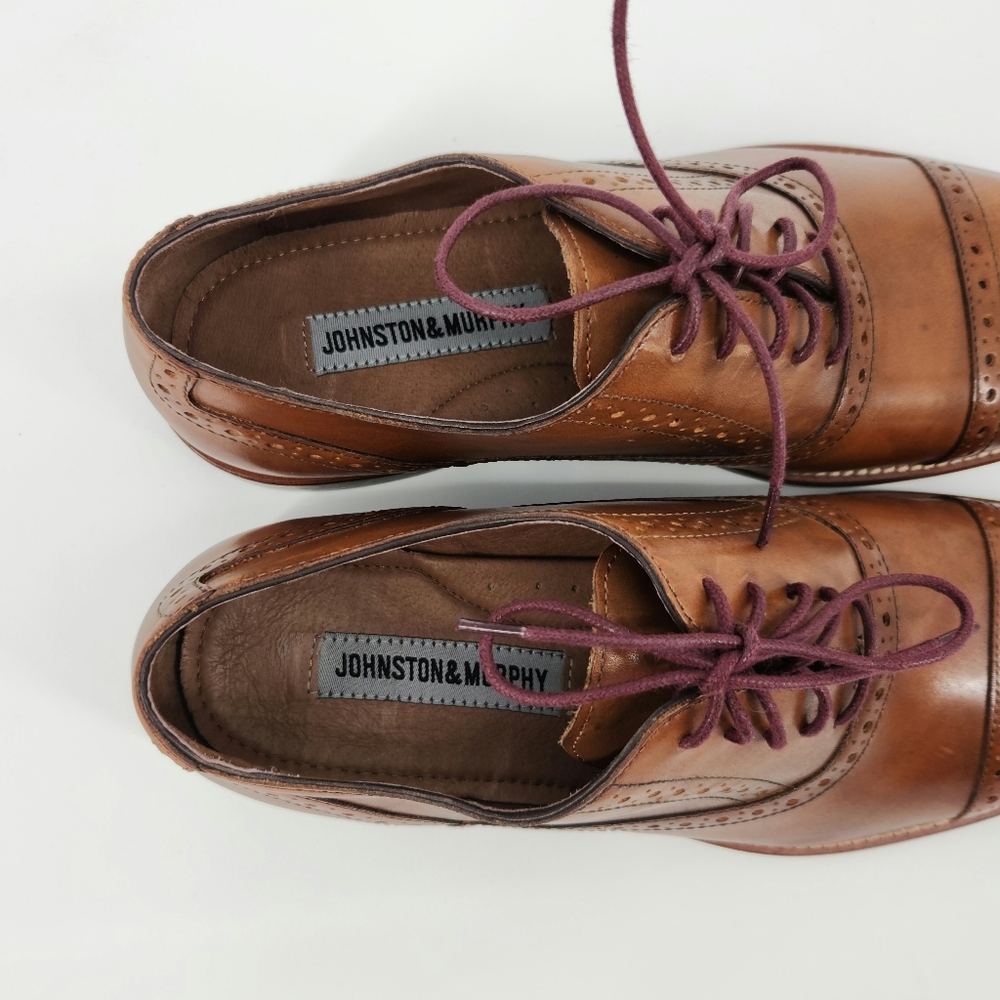 Johnston & Murphy Conard Cap Toe Men's Brown Leather Dress Shoes Size 9.5 M - Picture 12 of 16
